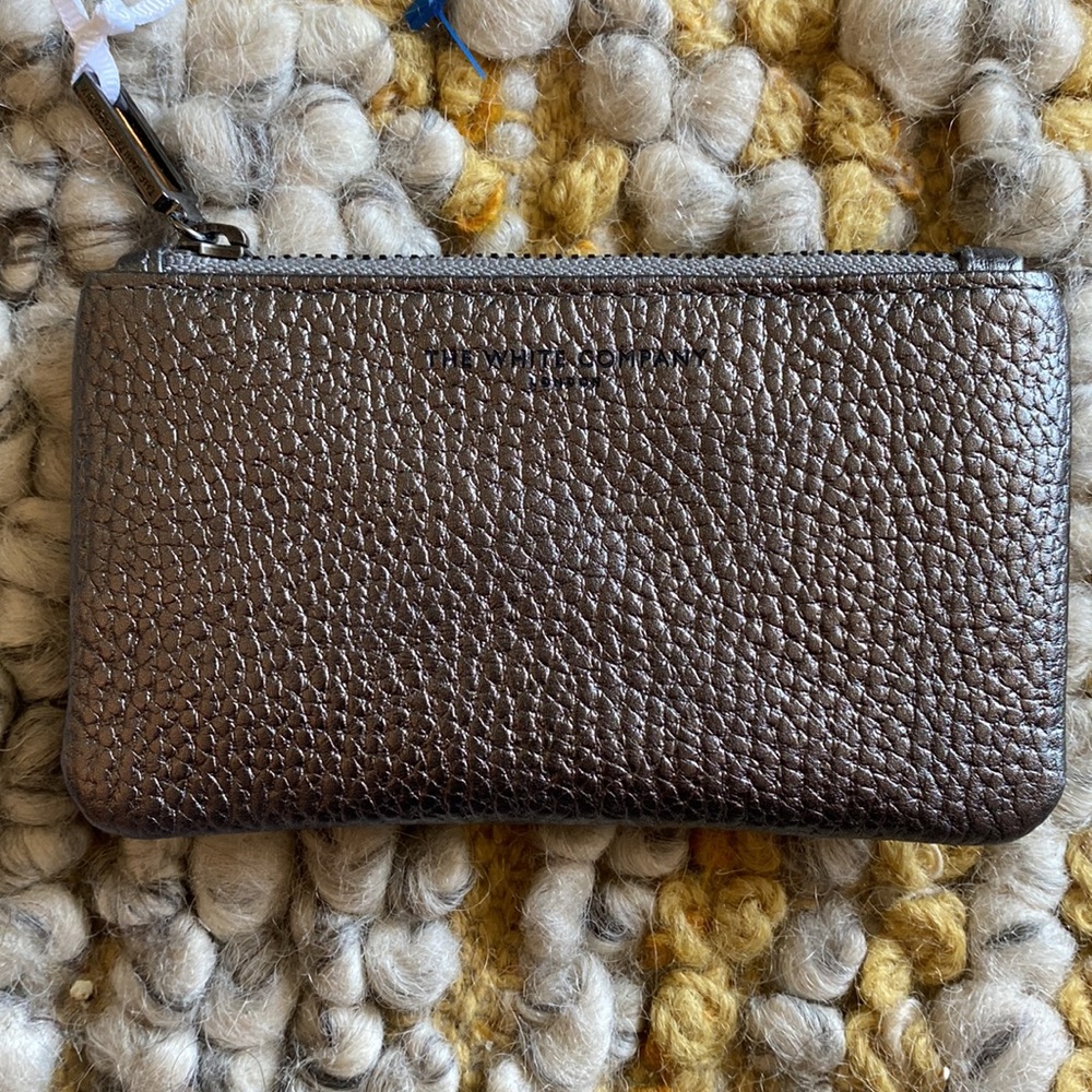 The White Company Silver Leather Coin/Card Pouch Wallet